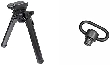 Magpul Rifle Bipod Gun Rest for Hunting and Shooting, Sling Stud QD, Black & MAG540 Quick Detach QD Sling Swivel for Rifles, Black