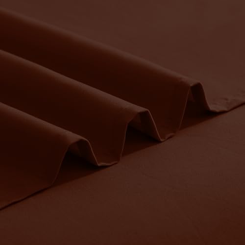 Image of Elegant Comfort Luxurious 1500 Premium Hotel Quality Microfiber Three Line Embroidered Softest 4-Piece Bed Sheet Set, Wrinkle and Fade Resistant, RV Short Queen, Brown
