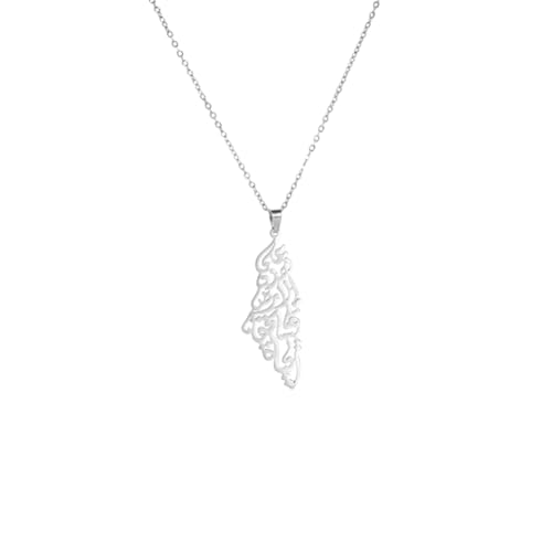 Collier Israël argent sterling 925 pendentif carte géographie chaîne bijoux