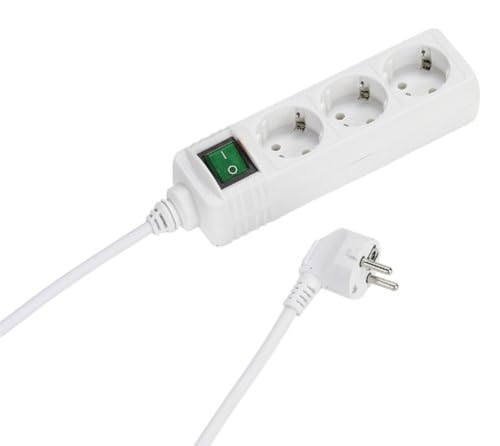 Vivanco EBLS3 W 3-fach Steckdosenleiste mit Schalter und Kindersicherung (3 m Zuleitung, Aderquerschnitt 1,5 qmm) weiß