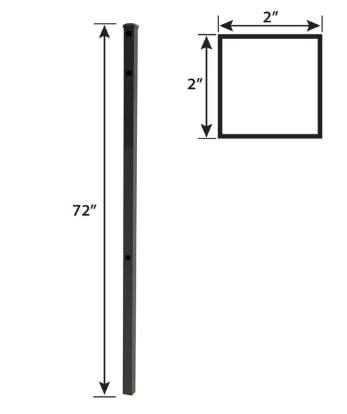 Diagram showing 2x2 inch post dimensions