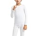 Towintec Boys Thermal Compression Shirts –Youth Fleece Lined Long Sleeve Shirt Soft Warm Underwear Crewneck Winter Cold Weather Base Layer Athletic Undershirt for Football Baseball(White,XL)