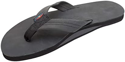 Rainbow Sandals Men's Premier Leather Single Layer Wide Strap with Arch, Premier Black, Men's X-Large / 11-12 D(M) US