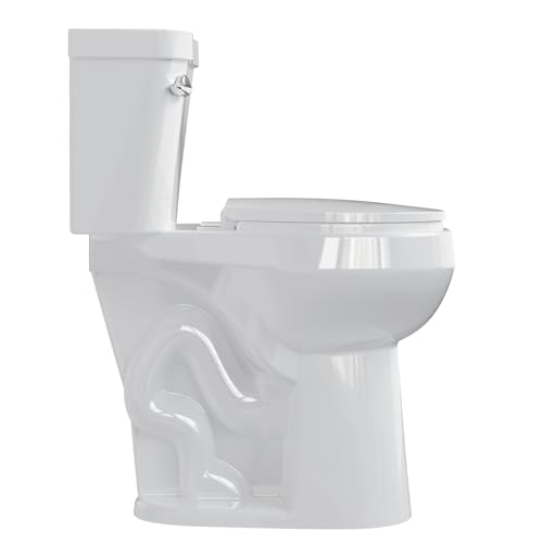 Two Piece Toilets Round, 21" Extra Tall Toilet for Bathroom, 1.28 GPF Powerful Flush, 12 Inch Rough In