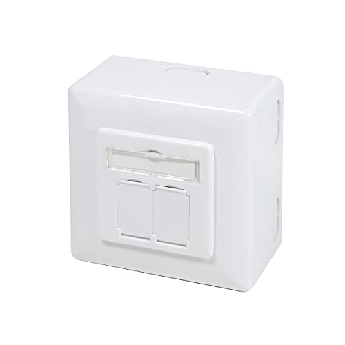 Logilink Professional NP0126 CAT.6A Universal Junction Box (Flush-Mounted), 2 x RJ45 STP (Fully Shielded) with 45° Outlet