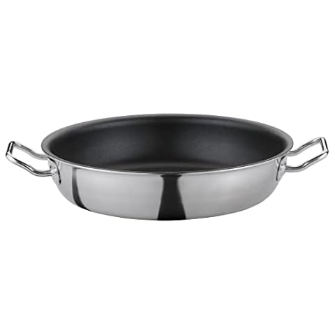 Spring Vulcano Classic Servierpfanne 28 cm hoher Rand| Edelstahl | 7 cm Hochrand Pfanne | Antihaftbeschichtet | Induktionsgeeignet | 5-Lagen-Mehrschichtmaterial | Bratpfanne Induktion Cover