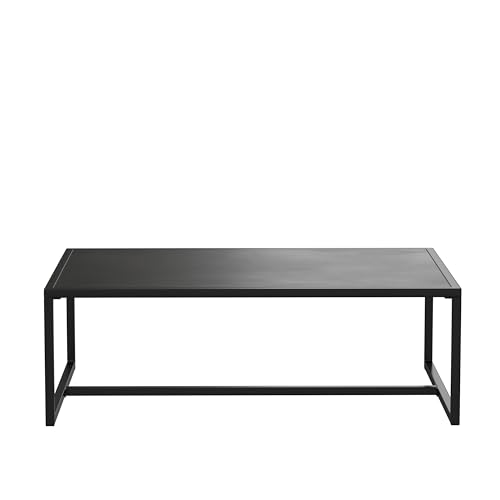 EMMA + OLIVER All-Weather Commercial Grade Indoor/Outdoor Steel Patio Coffee Table in Black