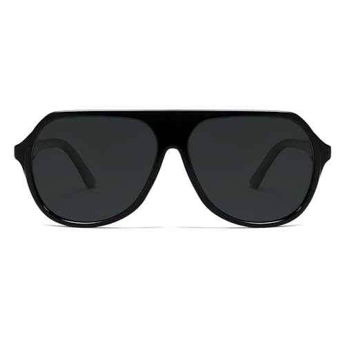 Image of VANLINKER Retro Oversized Polarized Aviator Sunglasses for Women Men Vintage 70s Big Square Aviators VL9851