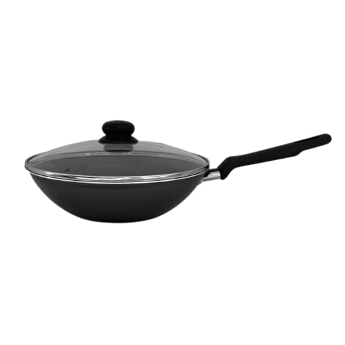 Frigideira Funda Antiaderente Wok Com Tampa- Tramontina (Grafite, 24 Cm)