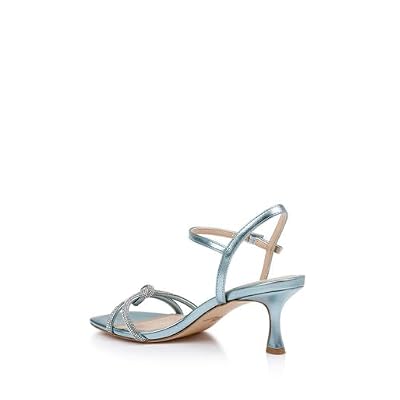 Jewel Badgley Mischka Maci Metallic Sandal with Rhinestone Knot Detail