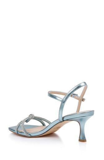 Image of Jewel Badgley Mischka Maci Metallic Sandal with Rhinestone Knot Detail