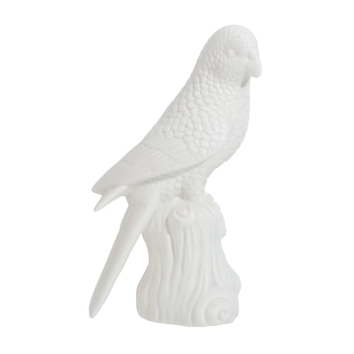 Perroquet en céramique blanche : statue décorative pour bureau et restaurant