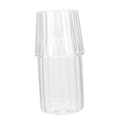COLLBATH 1 Set Cold Water Bottle for One Person Beverage Pitcher Tumbler and Decante Drink Pitcher with Lid Lemonade Cups Nightstand Water Delicate Bedside Carafe Tabletop Carafe Glass