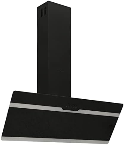 Hotte murale - vidaXL - 90 cm - Acier et verre trempé - Noir - 3