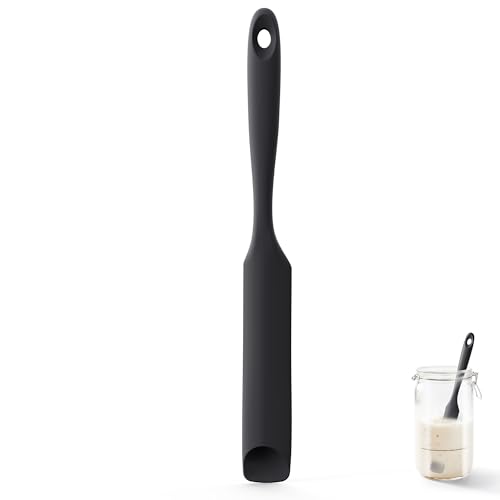 U-Taste Teigschaber Schmal: Silikon Spatel Klein mit flexibler Löffelspitze 315 Hitzebeständiger langer Glasspatel zum Mischen Abkratzen Verteilen von Sauerteig Erdnussbutter und Sahne (Schwarz)