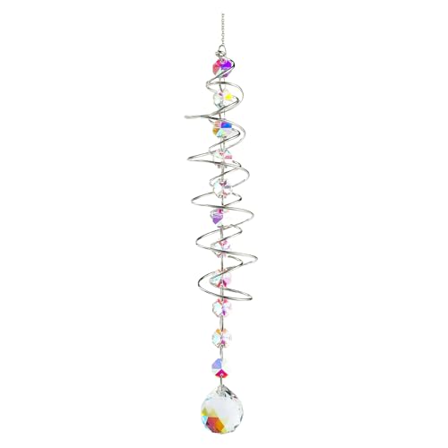 TYXHXTF Attrape-Soleils, Cristal Ornement Capteur, Prisme Attrape Soleil en Cristal Coloré en Spirale, pour Fenêtre Chambre et Jardin Noël Jour de fête Mariage (Rose)