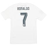 2015 Ronaldo Soccer Jersey for Men Fan Version (US, Alpha, Medium, Regular, Regular, White)