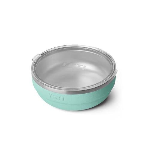 Image of YETI Rambler Low Bowls, Vacuum Insulated, Stackable and Nestable Stainless Steel Bowl with Lid, 1.6 Quart, Sea Stone