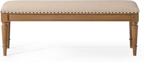 Maven Lane Elizabeth Traditional Wooden Upholstered Bench, Padded Seat for