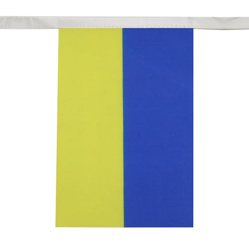 Image of AZ FLAG Ukraine 6 meters BUNTING Flag 20 flags 9'' x 6'' - Ukrainian STRING flags 15 x 21 cm