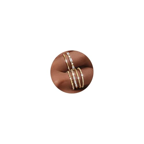 6-teilige Ringe Gold Damen 14K vergoldeter Verlobungsring & Ehering - Fingerringe & Daumenringe wasserfest mit Zirkonia - Stapelbares Goldenes Ring-Set - Schmuck Geschenk für Frauen Gold Größe 62 6-teilige Ringe Gold Damen 14K vergoldeter Verlobungsring & Ehering - Fingerringe & Daumenringe wasserfest mit Zirkonia - Stapelbares Goldenes Ring-Set - Schmuck Geschenk für Frauen Gold Größe 62