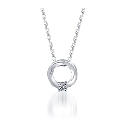 Cowlyn Circle Pendant Necklace Open Twisted Round Infinity Love AAAAA+ Cubic Zirconia S925 Sterling Silver Chain Trendy Birthday Mother’s Day Jewelry Gift for Mom Women Girls Cover