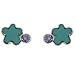 Agatha Ruiz de la Prada Sterling Silver blue enamel flower purple stone post earrings 0.43 x 0.33 inch
