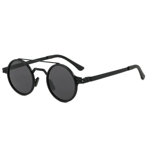 Lunettes de soleil rondes rétro en métal double pont pour hommes et femmes