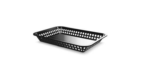 [12 Pcs] Rectangular Black Plastic Food Baskets 11.8" x 8-1/2" x 1-1/2" | Grande Platter Tray Serving Baskets, Best for Fries & Fast Food, Restaurants, Burgers, Bakery, Wings, Chips, Catering & Party by Generic - Used condition - Image 5