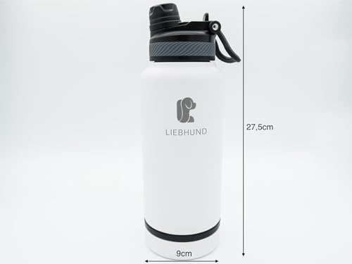 LIEBHUND ThermoBott - 700ml Trinkflasche Wasserflasche aus isoliertem Edelstahl Thermosflasche für Hunde mit Napf