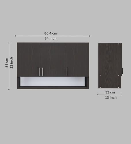 Image of SPECIALITY PANELS 3 Door Modular Wall Mounted Kitchen Cabinet with Organizer Shelf Space Saving Storage Unit | Engineered Wood Cupboard for Kitchen Living Room Organizer Furniture | DIY Assembly
