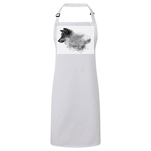 Tablier cuisine loup yeux bleu peinture contre les taches