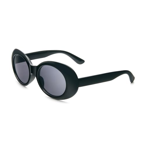 MMOWW Gafas de Sol Ovaladas Vintage Para Hombres y Mujeres UV400 de Protección Anteojos (Negro - Gris)
