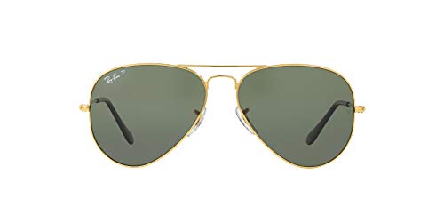 Ray Ban RB3025, Gafas de Sol Unisex Adulto, Dorado (frame: Gold, lenses: Green poralized 001/5), Large