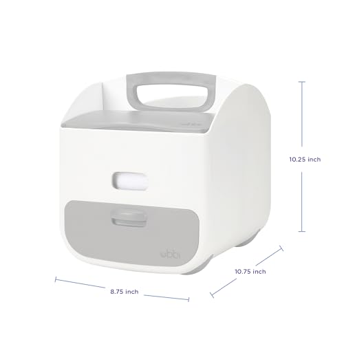 Ubbi Portable Diaper Changing Station Nappy Storage Caddy Organizer with Changing Mat, Stores Baby Diapers, Wipes and Baby Accessories, Grey