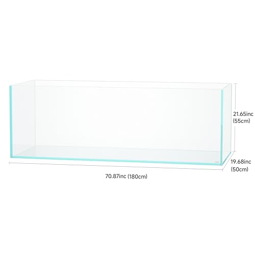 Image of LANDEN 180 Standard Tank 114.19 Gal Rimless Low Iron Aquarium XL Fish Tank, Bookshelf Aquarium, W70.87xD19.69xH21.26 in (180x50x55cm) 19mm Thickness with Black Nano Foam Leveling mat Included
