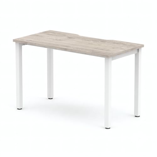 Image of Horison Industries Computer Desk, Office Desk with White Frame, Study Desk, Laptop Desk, Writing Desk, PC Desk - 1200x800x730mm Office Bench Desk for Home Office, Computer Table - Grey Oak, White