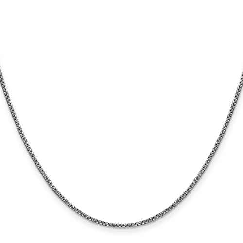 IceCarats 14K Solid White Gold 1.5mm Round Box Link Chain Necklace