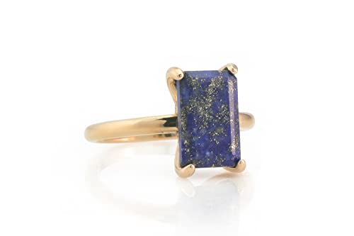 Bague Bleue Lapis Lazuli Or Rose 14k - Bijoux Fantaisie