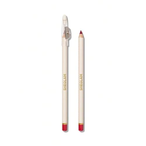 SHEGLAM Lip Facts Lip Liner Highly-Pigmented Pencil For Shaping & Sculpting Lips Long-Lasting Creamy Make Up-Crimson