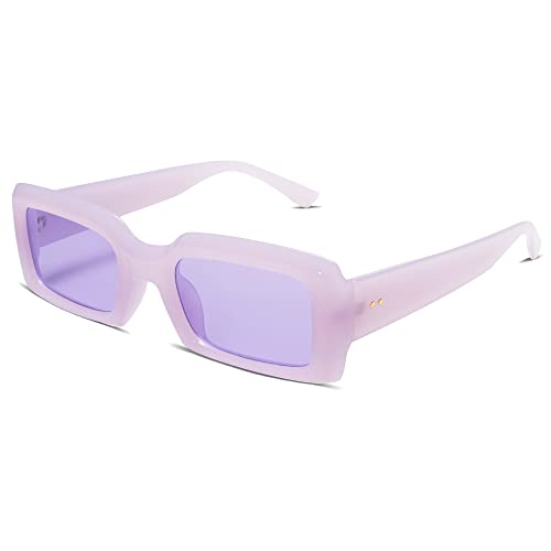 Allarallvr Vintage Rectangle Sunglasses for Women Men
