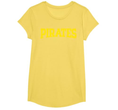 Pirates Vintage Buccaneer Sea Crew Costume Men Women Kids T-Shirt, Girls, Lemon Yellow, Large