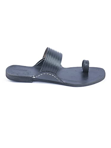 Image of KORAKARI Men Kolhapuri Chappal Handcrafted Sandal Smooth and Comfortable Flip Flops Slipper Stylish Anti Slip Design Genuine Leather Traditional Footwear.