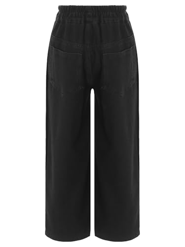 JanJean Kids Boys Girls Button Split Sides Tear Away Basketball Pants Straight-Leg Denim Trousers Casual Sweatpants2