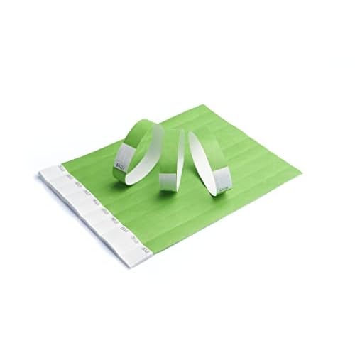 100 pulseras para Eventos, Fiesta, Festivales, Pulseras Coloridas de papel tyvek de 19 mm para Eventos Ferias. A prueba de rasgaduras (Verde neón)