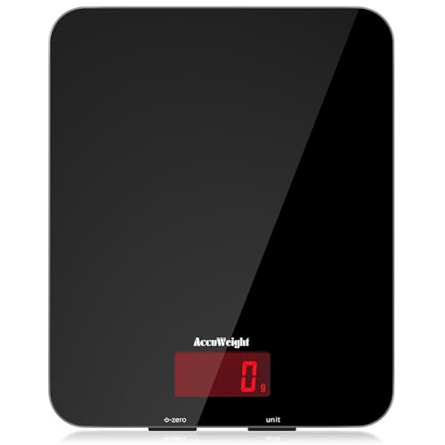 ACCUWEIGHT 201 Balance de cuisine numérique avec plate-forme en verre trempé Balance électronique pour aliments avec écran LCD, rétroéclairé pour...