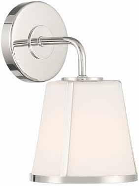 Crystorama Fulton 1 Light Polished Nickel Sconce with White Glass Shade