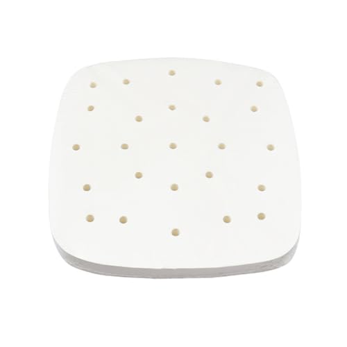 QUMIIRITY 100個 エアフライヤー用高耐熱ノンスティック紙ライナー 丸角あき 両面耐油調理用ベーキングペーパー 蒸し器対応 食品残渣防止 清掃