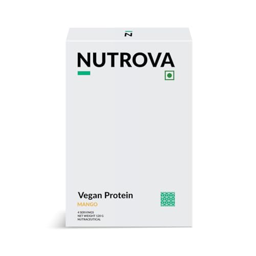 Image of Nutrova Vegan Protein Mango 120g | Plant Based Pea Protein Isolate for Daily Use | 24g Protein per Scoop | No Added Sugar | Supports Muscle Recovery, Energy & Easy Digestion