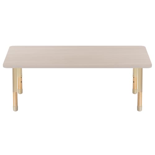 Image of Factory Direct Partners 30 inch x 60 inch Rectangle Kids Classroom Table with Adjustable Chunky Wood Legs